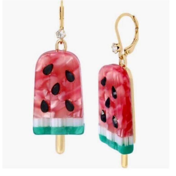 🍉 🔹️Betsey Johnson Watermelon State Popsicle Dangling Earrings ✨️🍉 - Picture 1 of 4